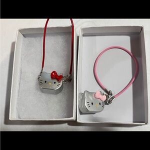Hello Kitty Silver Charms - Red and Pink